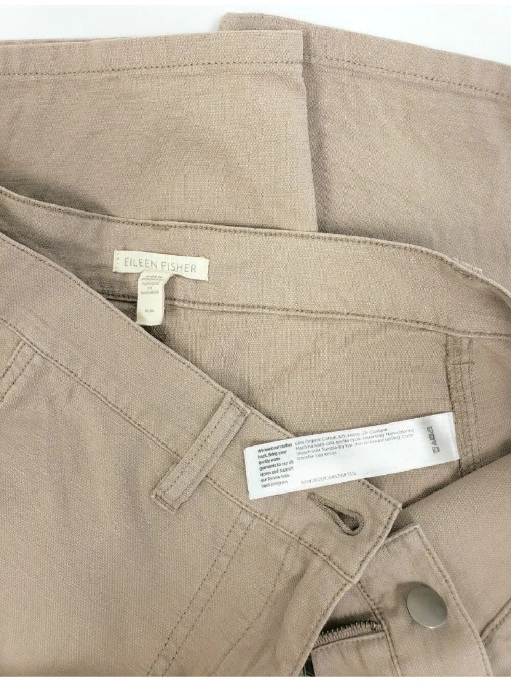 Eileen Fisher Women's Crop Organic Cotton Hemp Wide Leg Pants Briar Size M - Picture 6 of 6